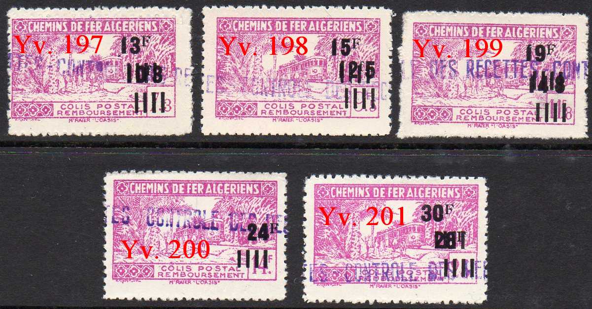 timbres-poste Algerie CP Colis Postal Algeria Railway Parcel Stamps